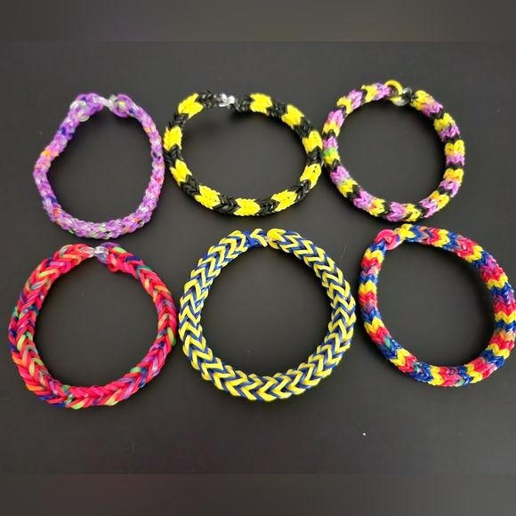 Handmade Purple and Red Rainbow Loom Bracelet Set - Picture 2 of 5